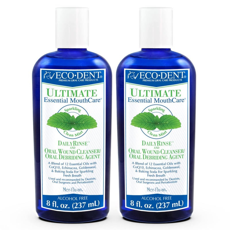 Eco-Dent Alcohol-Free Mouthwash, Mint - Ultimate Essential MouthCare, Oral Care Mouth Wash for Adults, Baking Soda Mouth Rinse with CoQ10/Herbs/Essential Oils, 8 Fl Oz (Pack of 2) - Image 1